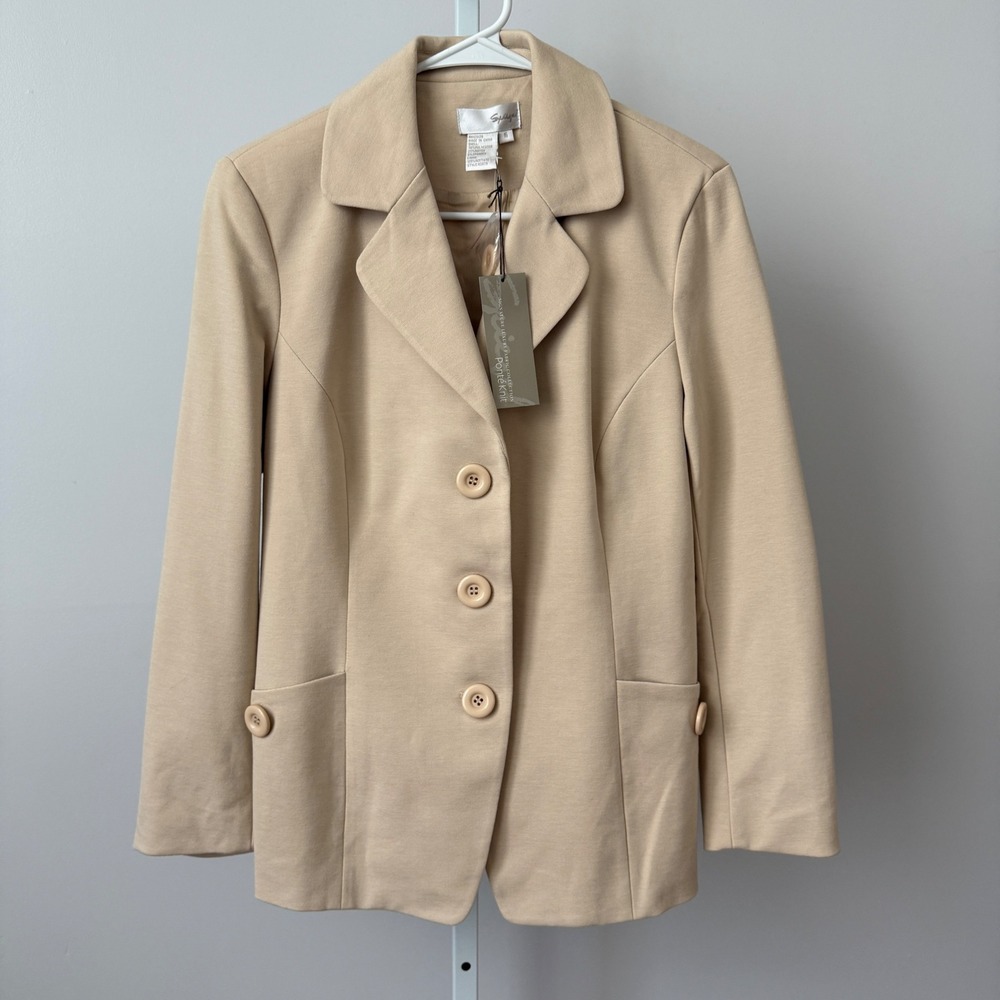 Spiegel sz 16 Tan Ponte Knit Blazer Jacket NWT Minimalist Luxury Career NWT
